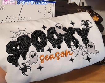 APPLIQUE Spooky Season Halloween Embroidery Design, Ghost Spider Machine Embroidery File, Halloween Digital Download Fall Embroidery PES DST