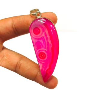 Agate Pendant, 925 Sterling Silver, Silver Agate Cabochon Pendant, Handmade Agate Pendant, Pink Agate Pendant, Gift For Her