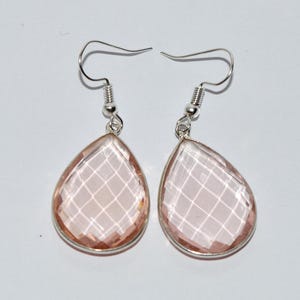 Handmade Pear Morganite Earrings: 925 Sterling Silver Peach Gemstone
