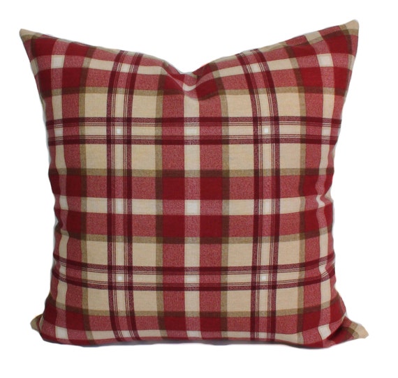 Plaid Pillow Cover Red Throw Pillow Plaid Throw Pillow Etsy