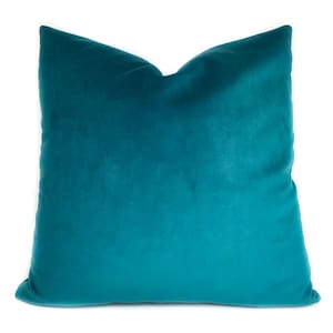 Teal velvet decorative throw pillow cover with zipper, Velvet cushion case for sofa or couch, 20 x 20 inch available