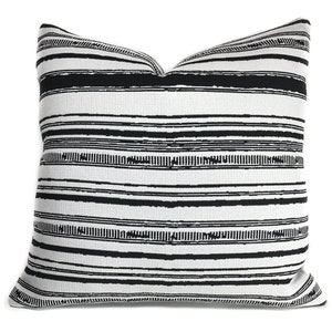 White black indoor outdoor decorative throw pillow cover with zipper, Striped cushion case, Textured pillow cover, 3 sizea