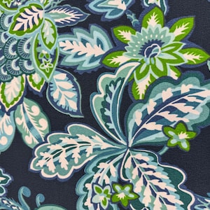 Funda de cojín floral azul verdoso para exteriores con cremallera, funda de cojín para porche o patio, almohada lumbar, 3 tamaños disponibles