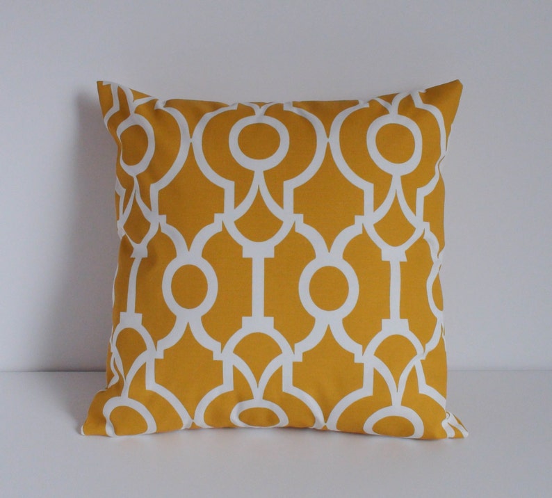 Yellow White Outdoor Throw Pillow Cover With Zipper Geometric Etsy