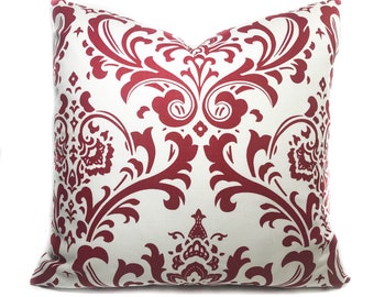 Red and White Paisley Valentine Pillow Cover: 18x18 Cotton Cushion Case