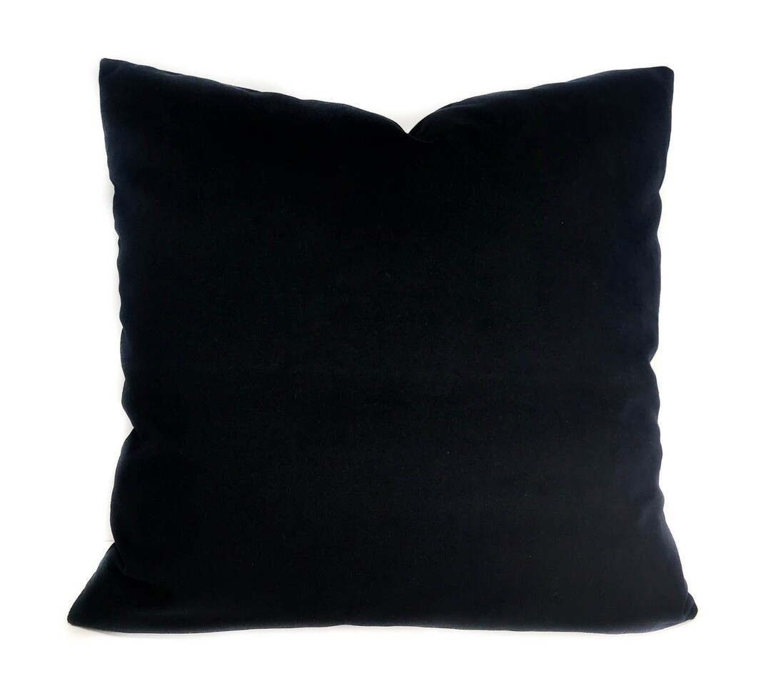 Black Velvet Throw Pillow Cover With Zipper, Black Accent Cushion Case, Velvet Toss Pillow