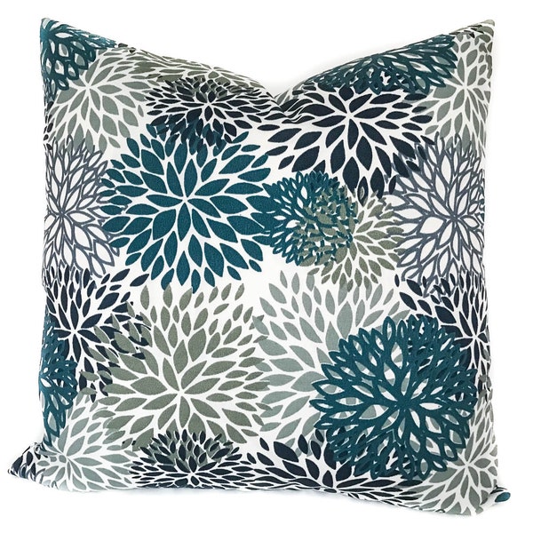 Outdoor decorative throw pillow cover with zipper, Outdoor floral cushion case for porch or patio, Outdoor toss pillow, 8 sizes available