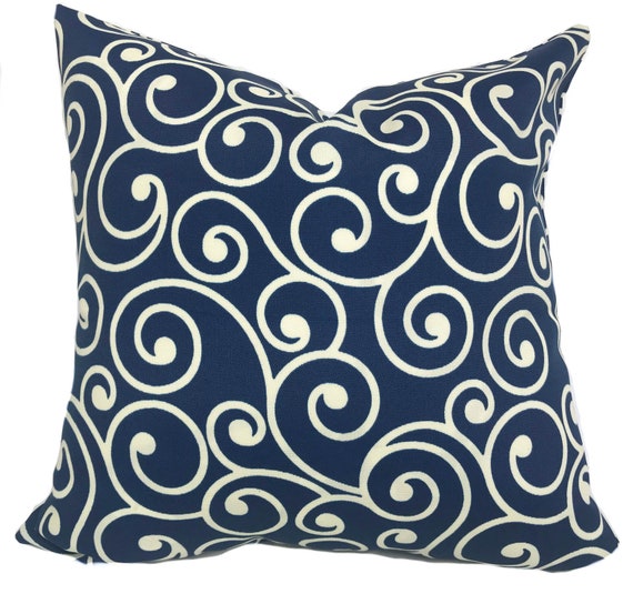 Items similar to Blue outdoor pillows, Outdoor pillow cover, Blue white ...