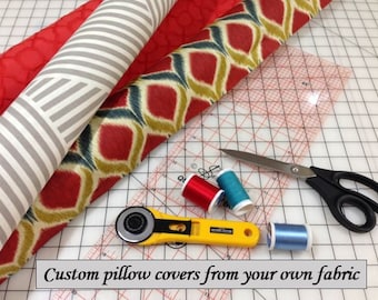 Custom throw pillow cover with zipper using your own fabric, Sewing services, Choose your size pillow, Square, Eurosham, Lumbar