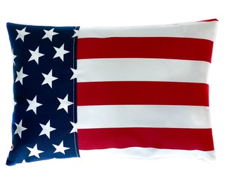 Patriotic Flag Lumbar Pillow Cover: Outdoor 4th of July Decor (14x20 Insert)