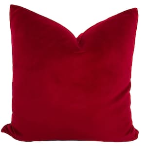 Red velvet throw pillow cover with zipper, Velvet cushion case, Lumbar pillow cover, toss pillow, Euro sham, 17 sizes available