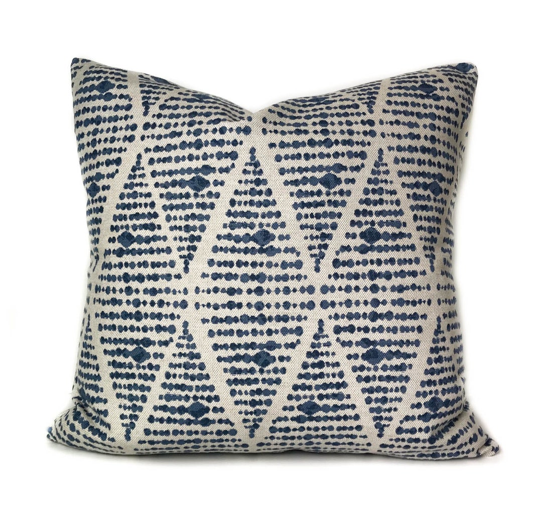 Outdoor Throw Pillow Cover With Zipper Blue Outdoor Patio Etsy