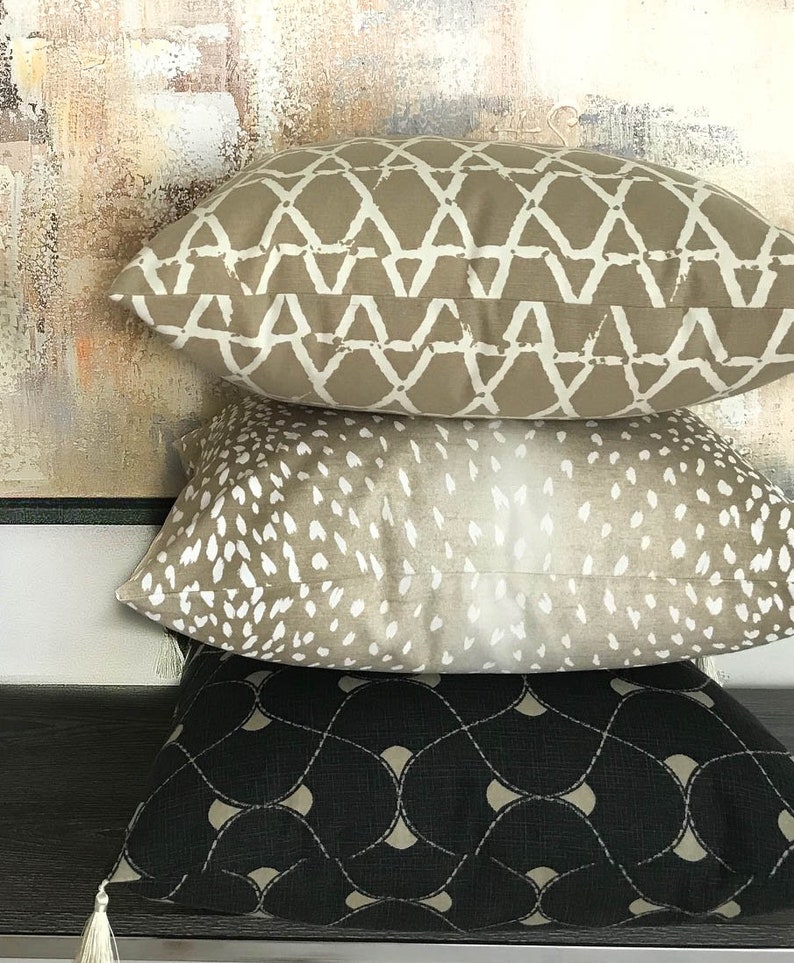 Vern Yip Antelope Print Pillow Cover in Beige With Zipper Etsy