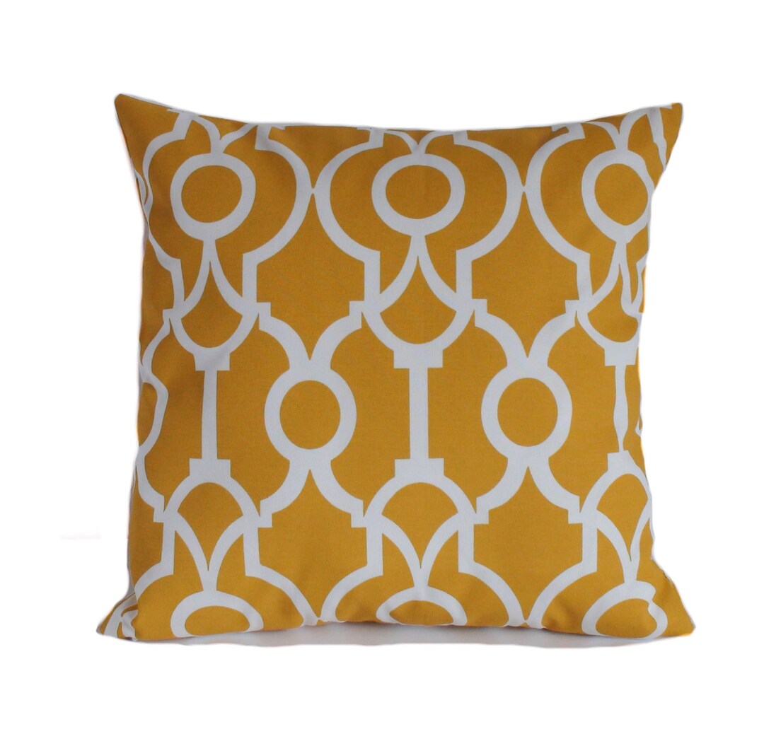 Yellow White Outdoor Throw Pillow Cover With Zipper Geometric Etsy