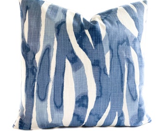 Blue & White Throw Pillow Cover: Modern Cotton Cushion Case