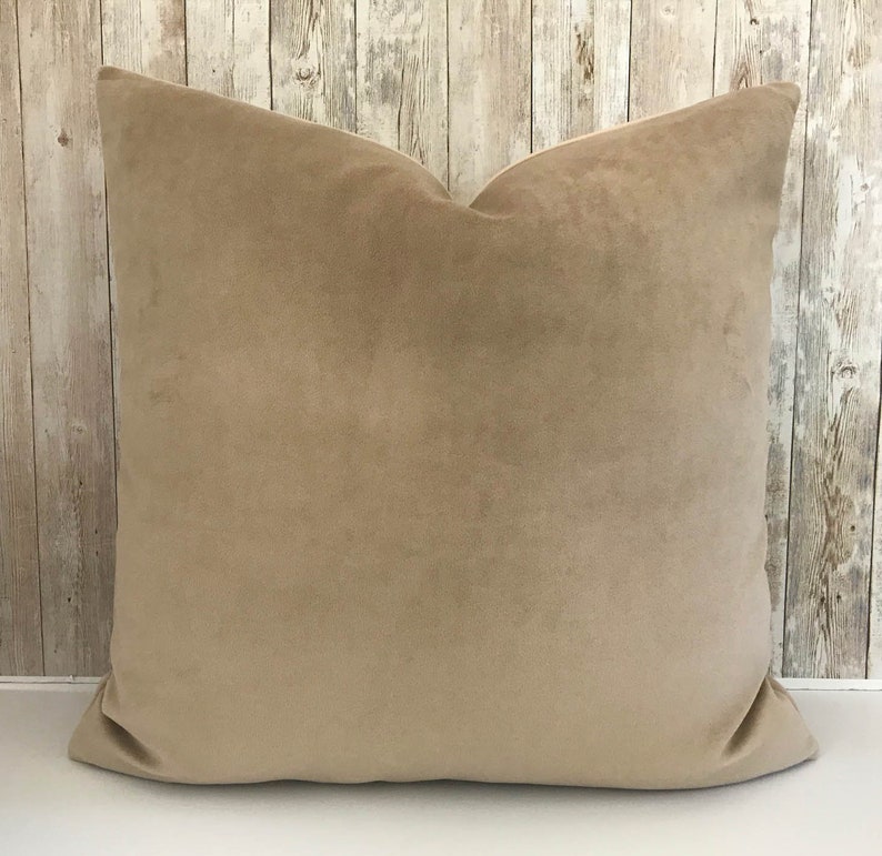 Khaki Velvet Decorative Throw Pillow Cover With Zipper Velvet Etsy