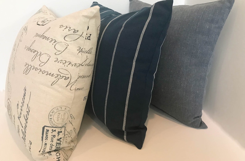 Solid blue cushion case for sofa couch or bed Cover for 20x20 insert Blue decorative throw pillow cover with zipper Toss pillow