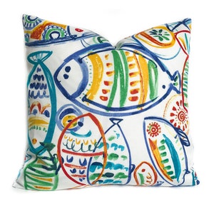 Funda de cojín para exterior con cremallera, funda de cojín con diseño de peces para porche o patio, funda de cojín para exterior, funda de almohada lumbar, 5 tamaños disponibles