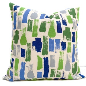 Funda de almohada de tiro blanco azul verde al aire libre con cremallera, funda de cojín exterior multicolor, almohada lumbar, 10 tamaños disponibles