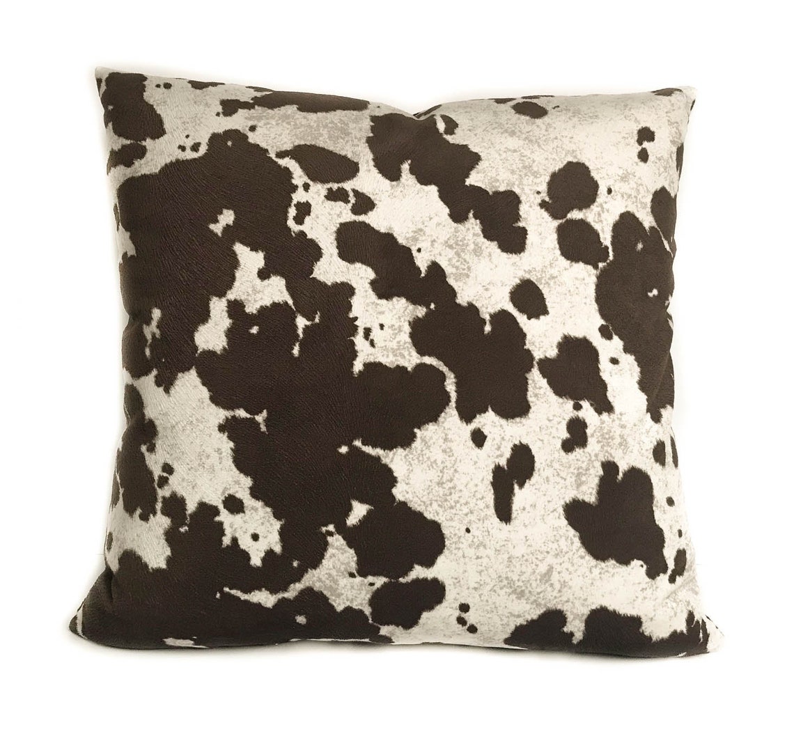 Cow print decorative throw pillow cover with zipper Brown Etsy