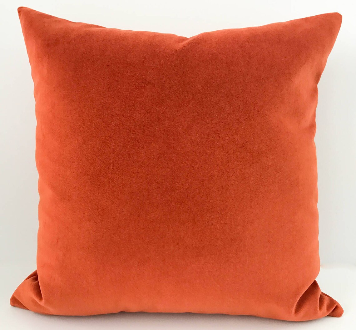 Orange Velvet Throw Pillow Cover With Zipper Velvet Cushion Etsy