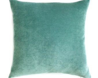 Teal decorative throw pillow cover with zipper, Plush couch cushion case for couch, 2 sizes available
