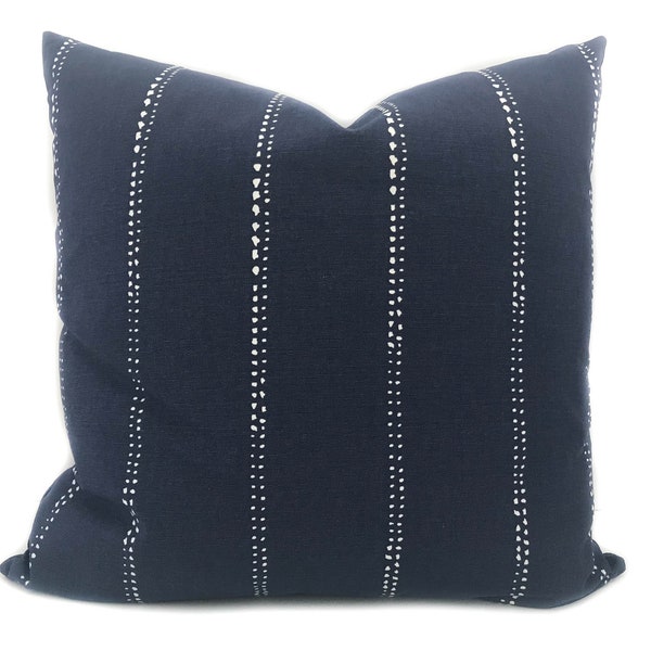 Blue white throw pillow cover with zipper, Navy blue modern stripe cushion case for sofa or couch, Lumbar pillow cover, 8 sizes available