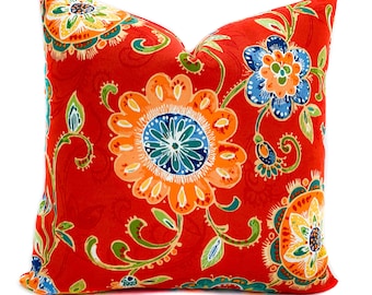 Tangerine outdoor cushion case for porch or patio, 20 x 20 inch cover