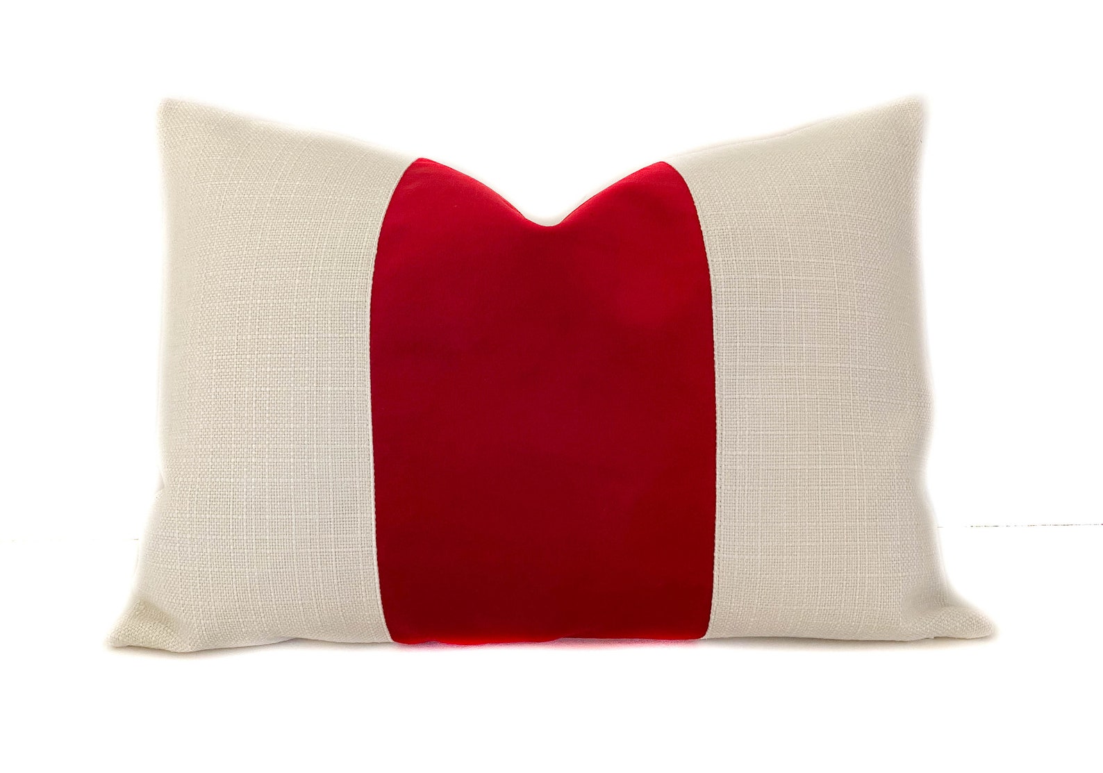 Red White Lumbar Throw Pillow Cover With Zipper Red White Etsy