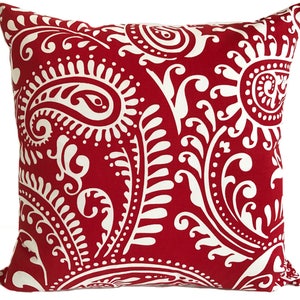 Red white valentine throw pillow cover with zipper, Paisley cushion cover for sofa couch or bed, Cover for 20x20 insert