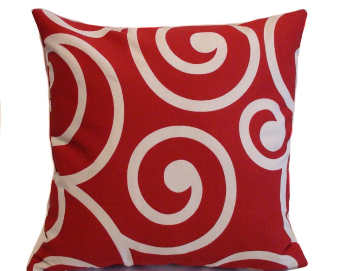 Red Outdoor Pillows 18x18 Red and White Outdoor Pillow Etsy