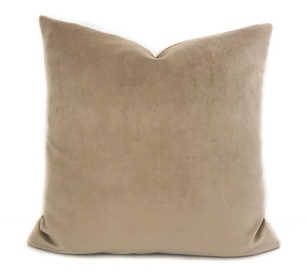 Khaki Velvet Decorative Throw Pillow Cover With Zipper, Velvet Cushion