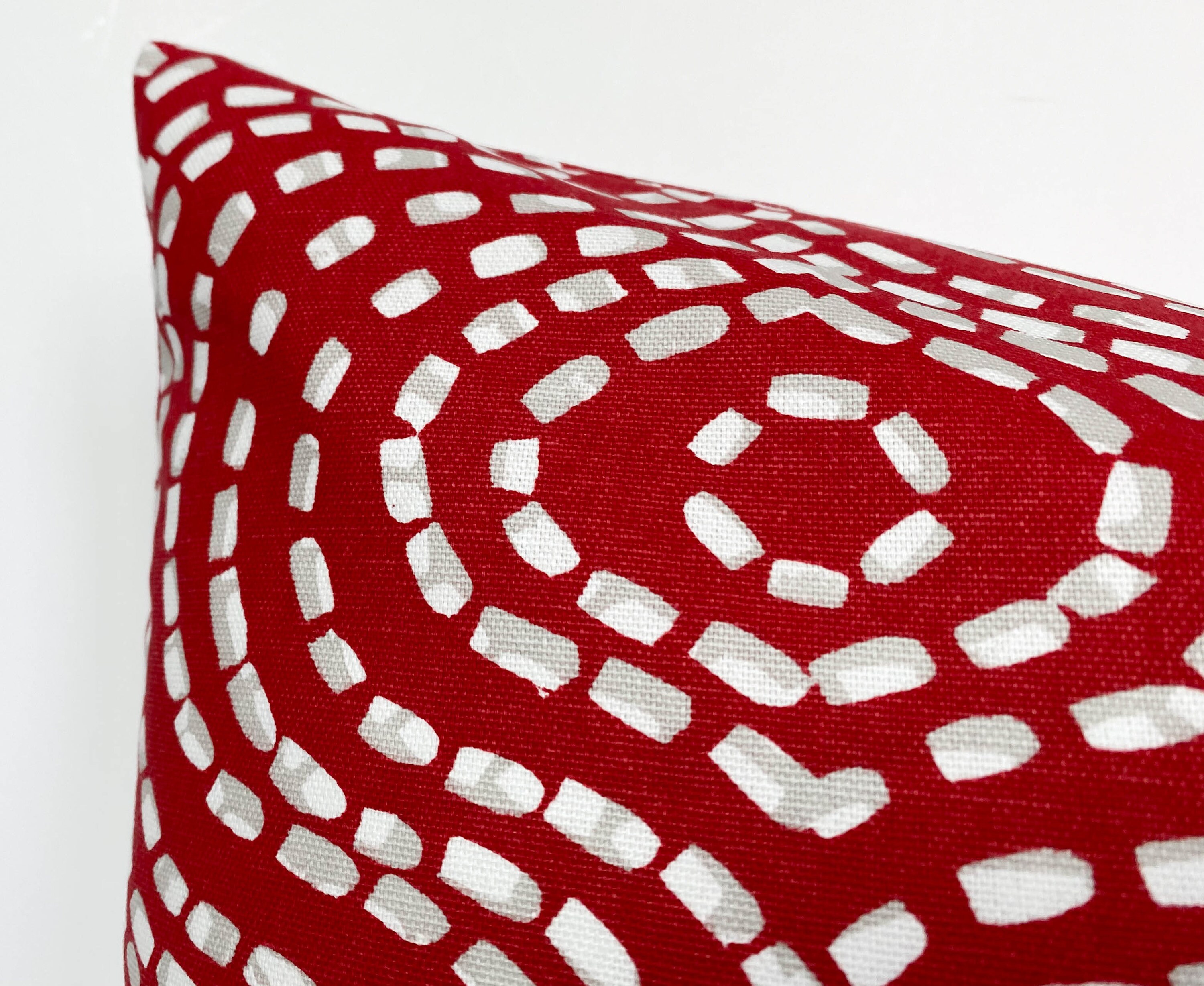 Red white gray decorative throw pillow cover with zipper Etsy