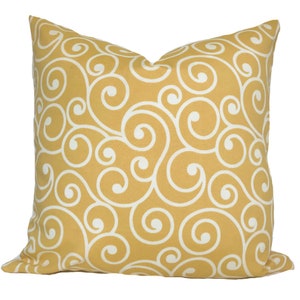 Yellow white outdoor throw pillow cover with zipper, Outdoor cushion case for porch or patio, Outdoor toss pillow, Cover for 18x18 insert
