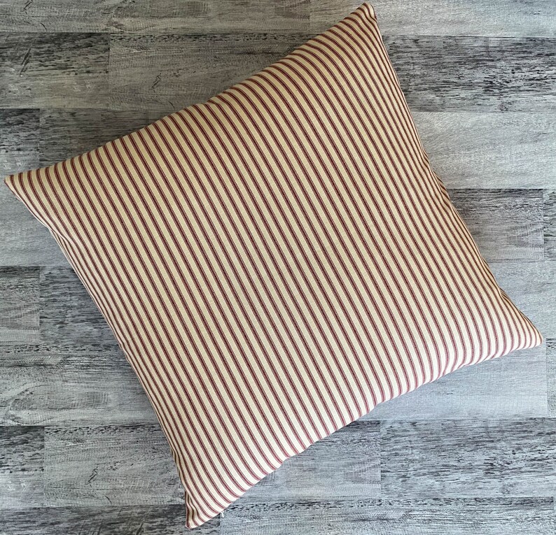 Red ticking stripe throw pillow cover with zipper Red canvas Etsy