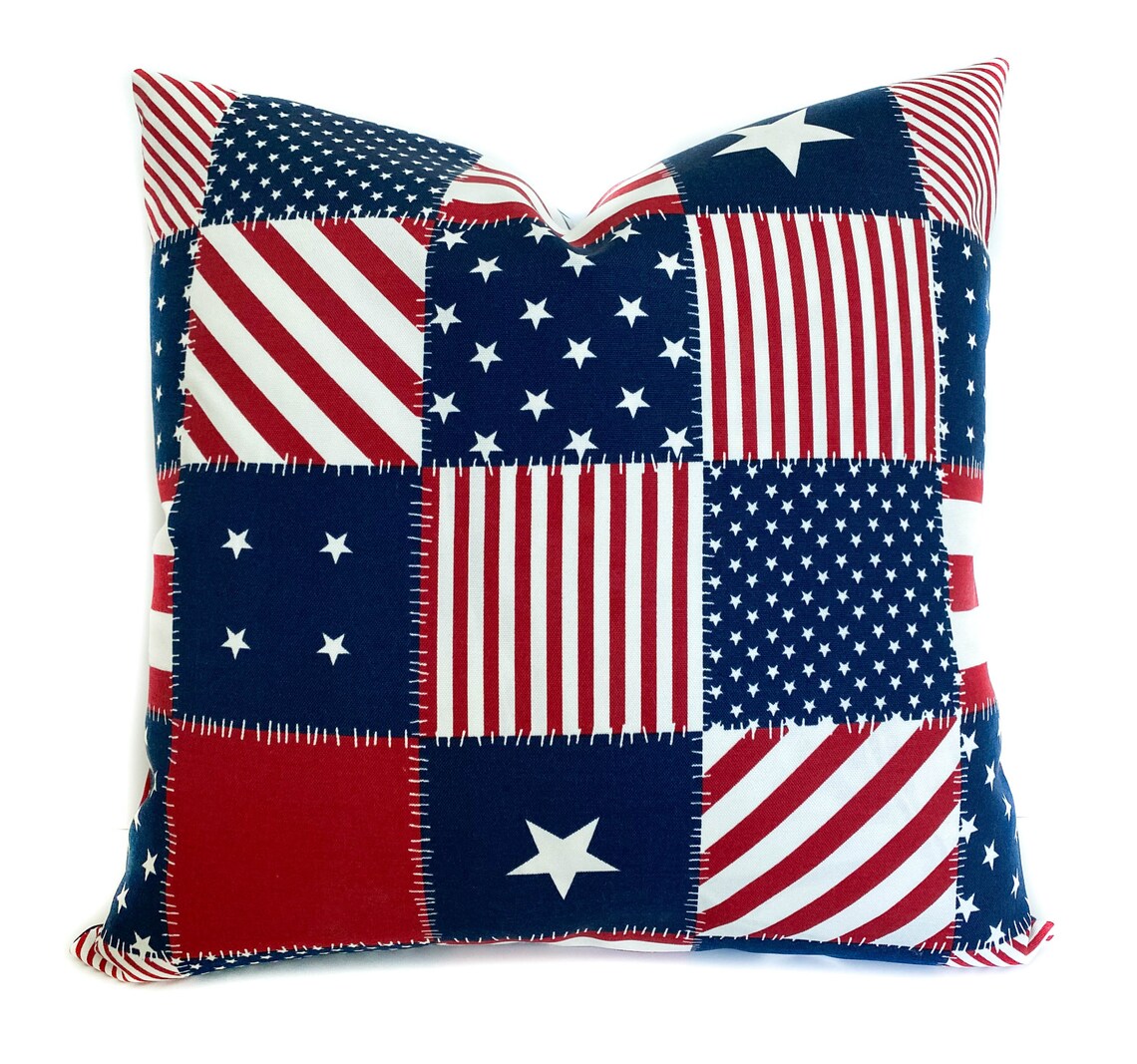 Patriotic Outdoor Throw Pillow Cover With Zipper Outdoor Etsy