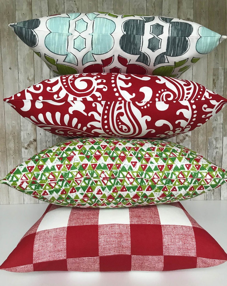 Christmas Lumbar Pillow Cover With Zipper Holiday Cushion Etsy UK