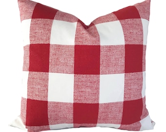 Red Buffalo Plaid Pillow Cover: Valentine's Day Cushion Case, Christmas cover