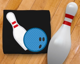 Bowling Ball with Pin Applique Embroidery File