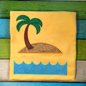 Tropical Island Split Applique Embroidery Design