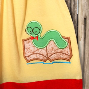 Nerdy Bookworm Applique Embroidery Design