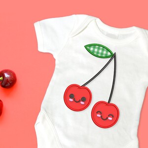 Cartoon Cherries Applique Embroidery Design