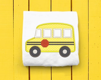 Little School Bus Applique Embroidery Design