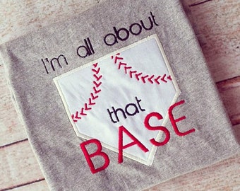 I'm All About That Base Baseball / Softball Applique Embroidery Design