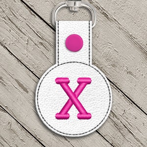 Letter X Round ITH Key Fob In the Hoop Embroidery Design
