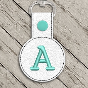 Letter A Round ITH Key Fob In the Hoop Embroidery Design