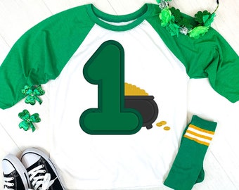 First St Patrick's Day 1 with Pot of Gold Applique Embroidery File