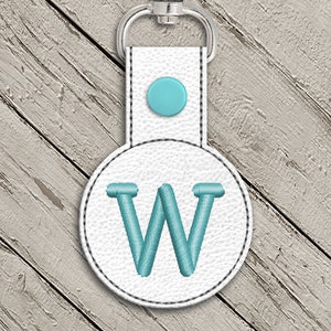 Letter W Round ITH Key Fob In the Hoop Embroidery Design