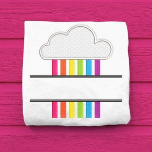 Rainbow Cloud Split Applique Embroidery Design