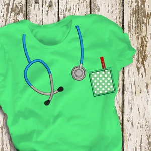 Mock Stethoscope and Pocket Applique Embroidery Design